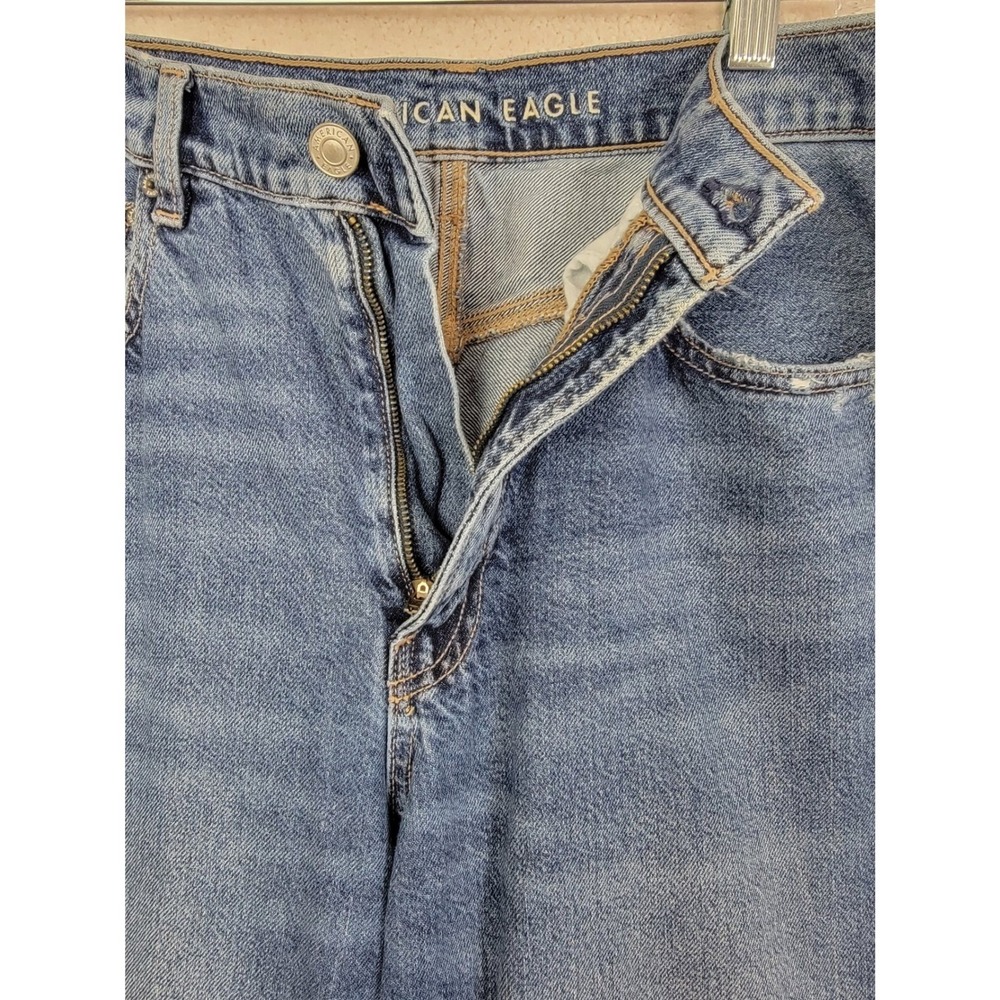 American Eagle Low-Rise Baggy Jeans Womens 12 Long Blue Wide Leg Y2K Retro Denim - Picture 9 of 14
